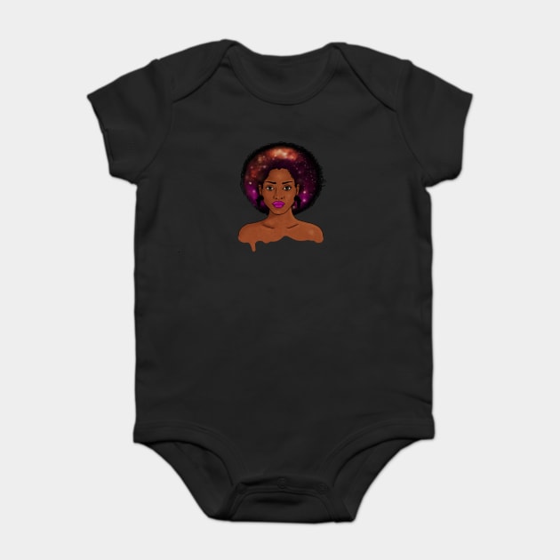 Beautiful Afro African woman with Universe, Cosmos Baby Bodysuit by logiamerch